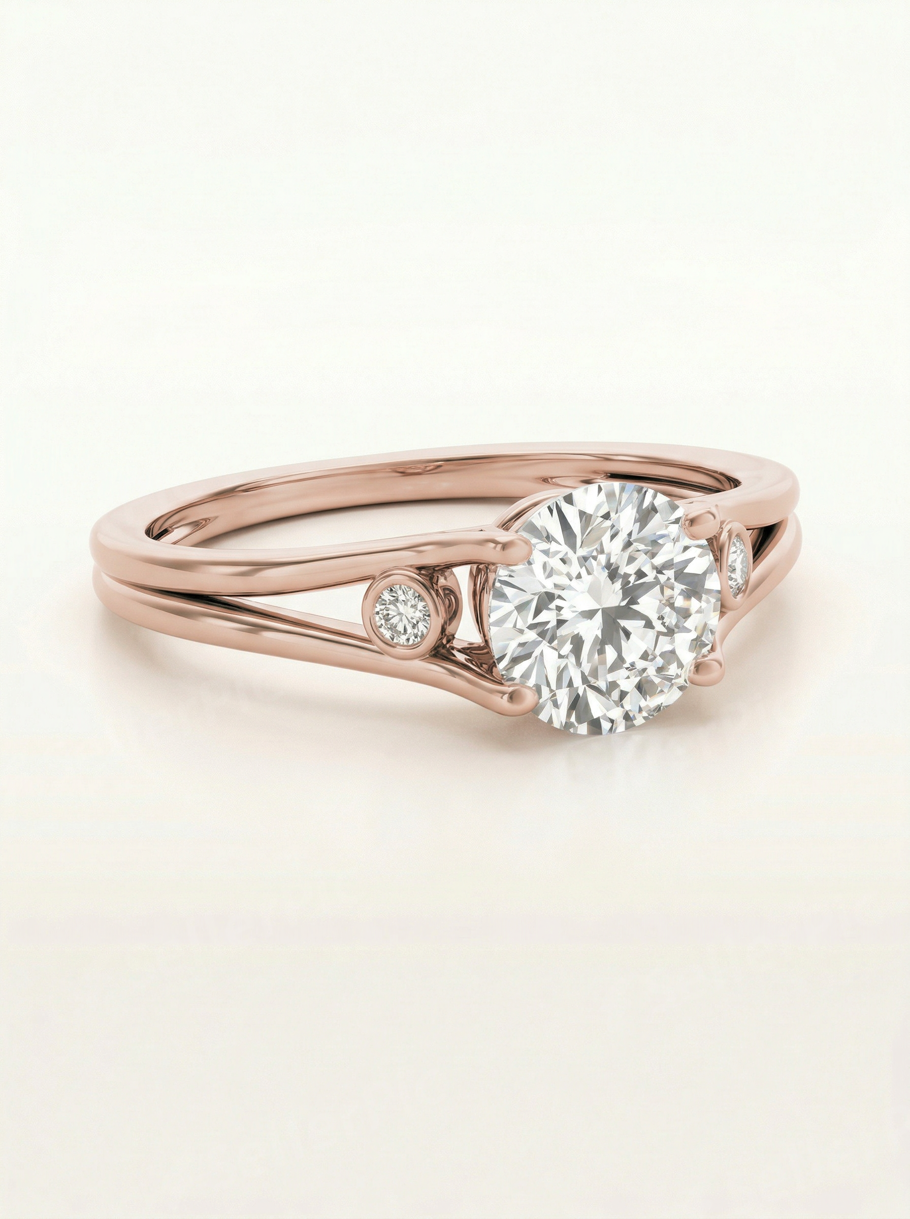 Apvalus solitaire stiliaus ziedas