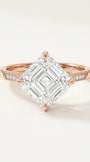 Asscher formos deimantinis žiedas su 14K geltonu auksu