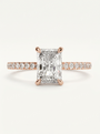 Rausvo aukso emerald cut solitaire žiedas su laboratoriniu deimantu