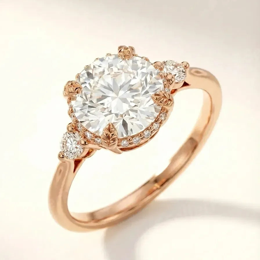 Vintage leaf engagement ring
