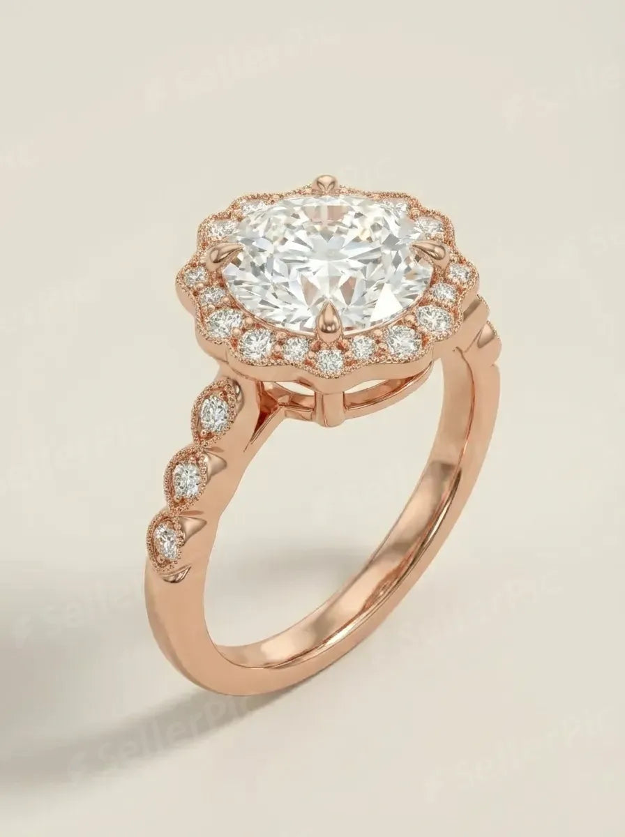 Vintage halo diamond ring
