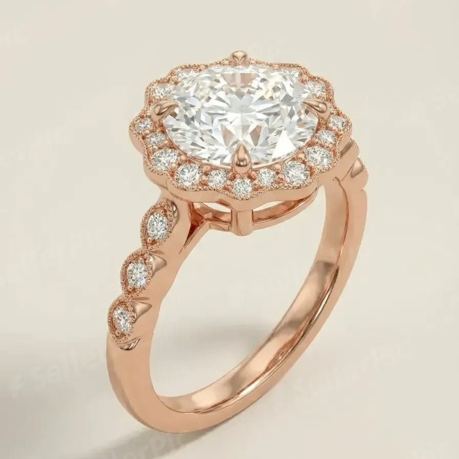 Vintage halo diamond ring