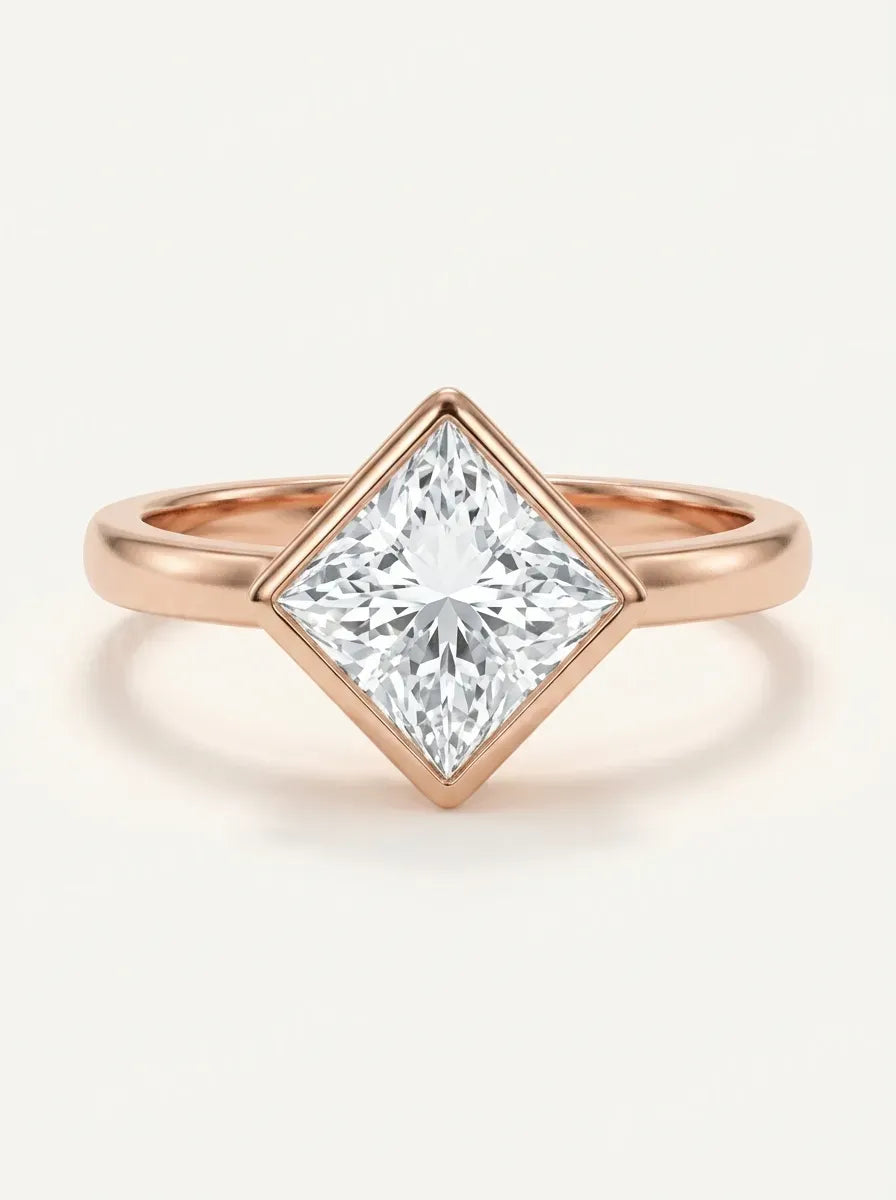 prabangus princess cut žiedas