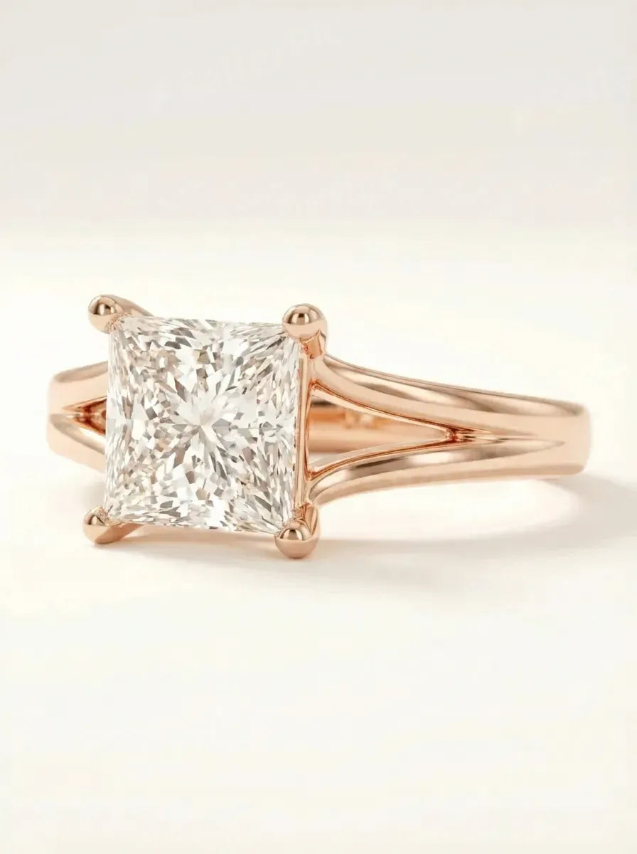 prabangus princess cut žiedas