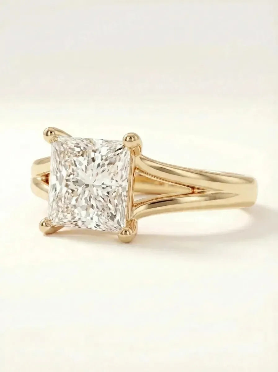 prabangus princess cut žiedas