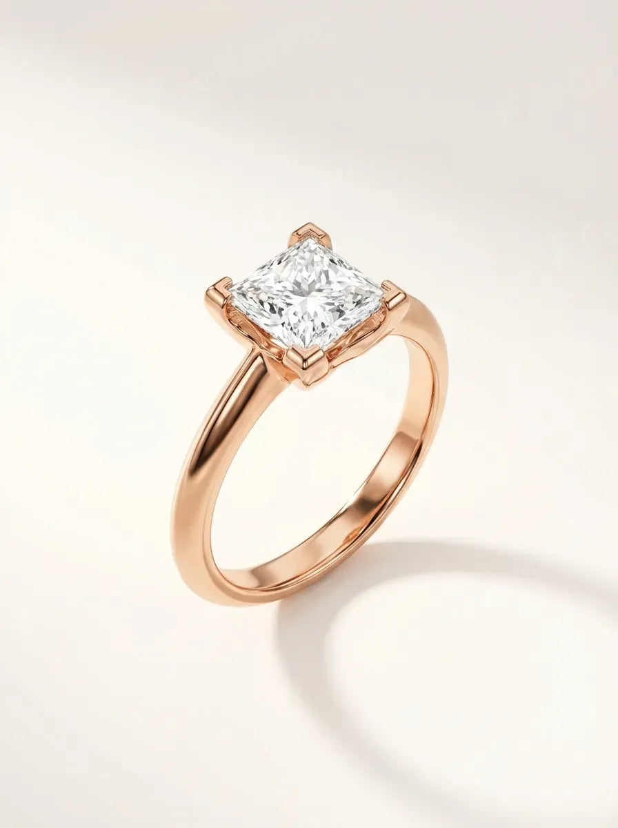prabangus princess cut sužadėtuvių žiedas
