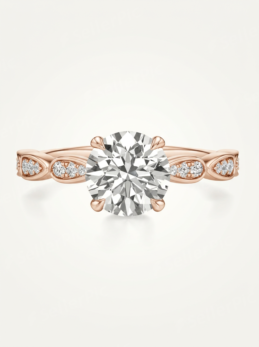 Apvalus solitaire stiliaus ziedas