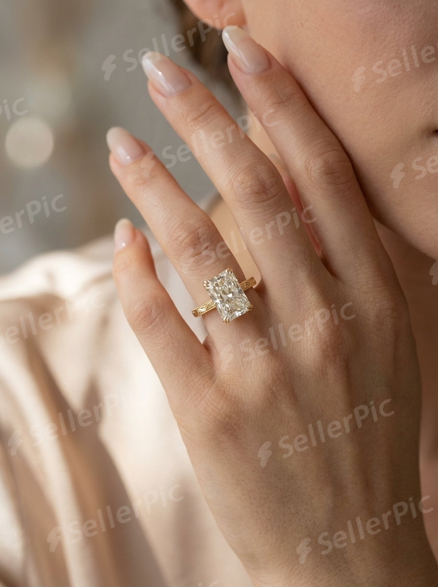 Elegantiškas radiant cut solitaire žiedas