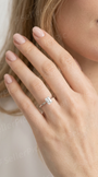 Radiant cut solitaire žiedas baltame aukse su laboratoriniu briliantu