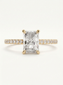 Prabangus radiant cut diamond band žiedas