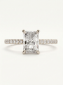 Slim band radiant cut engagement ring