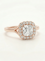 rozinio aukso halo stiliaus asscher brilianto ziedas