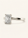Rožinio aukso radiant cut solitaire žiedas