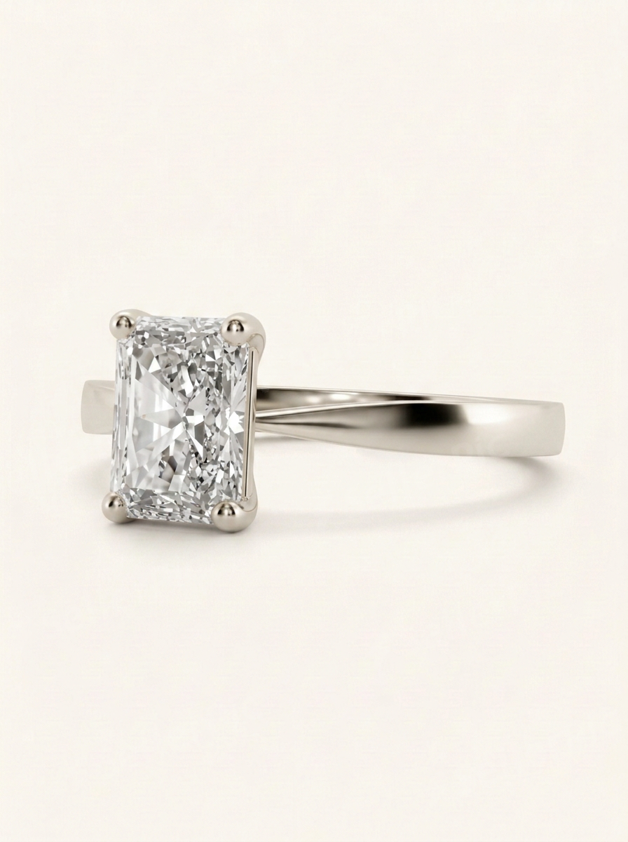 Rožinio aukso radiant cut solitaire žiedas