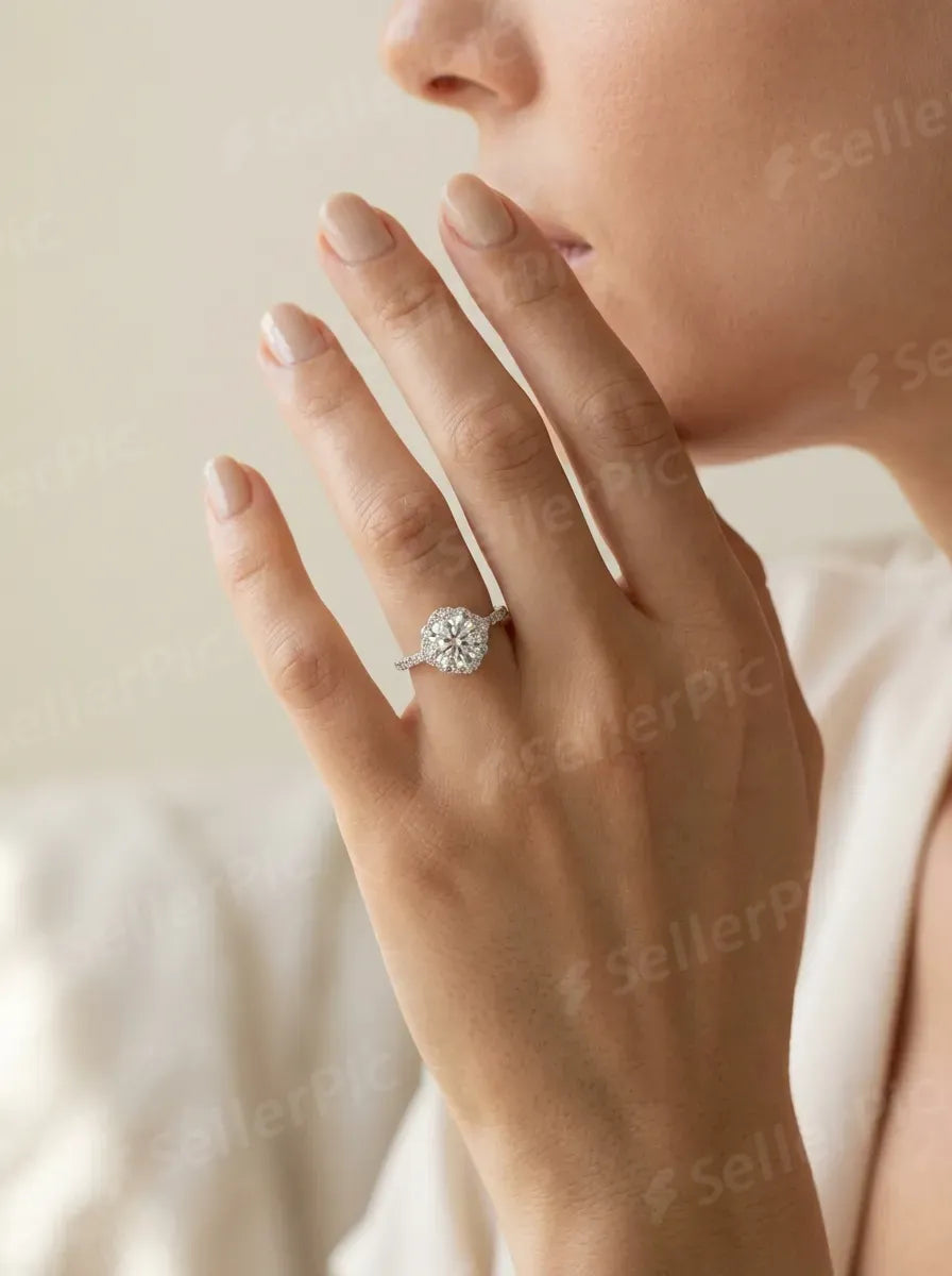 Apvalaus deimanto vintage engagement ring