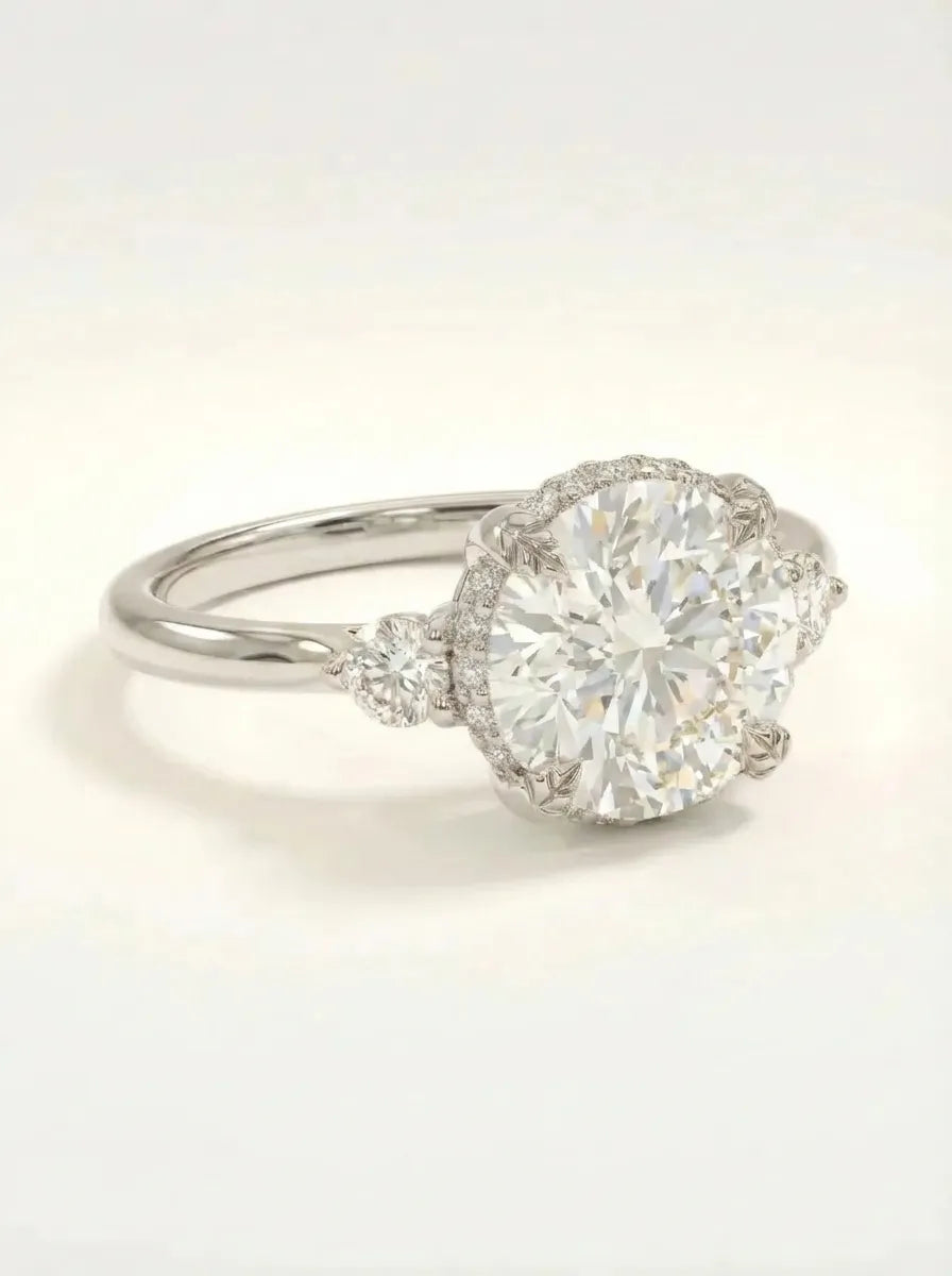 Rankų darbo žiedas su 1.7 ct laboratoriniu deimantu